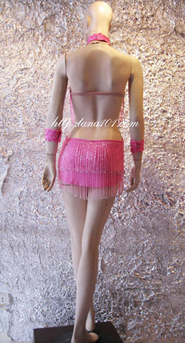 Váy nhảy latin cườm hồng