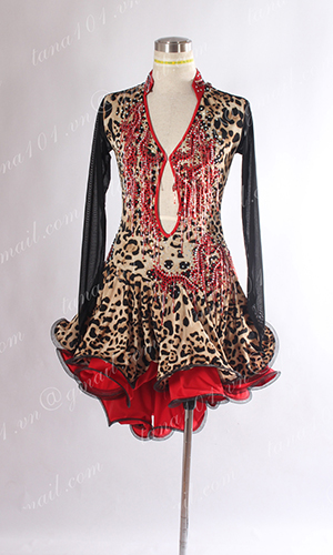 Váy khiêu vũ latin da báo Váy khiêu vũ latin da báo