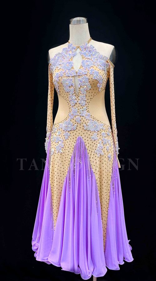 Custom-Purple-Women-Competion-Ballroom-Latin-Dance-Dress-Smooth-Salsa-Rumba-Swing-TANA-Lycra-Chiffon-Close-Back-Beaded-Fringe-Dancewear