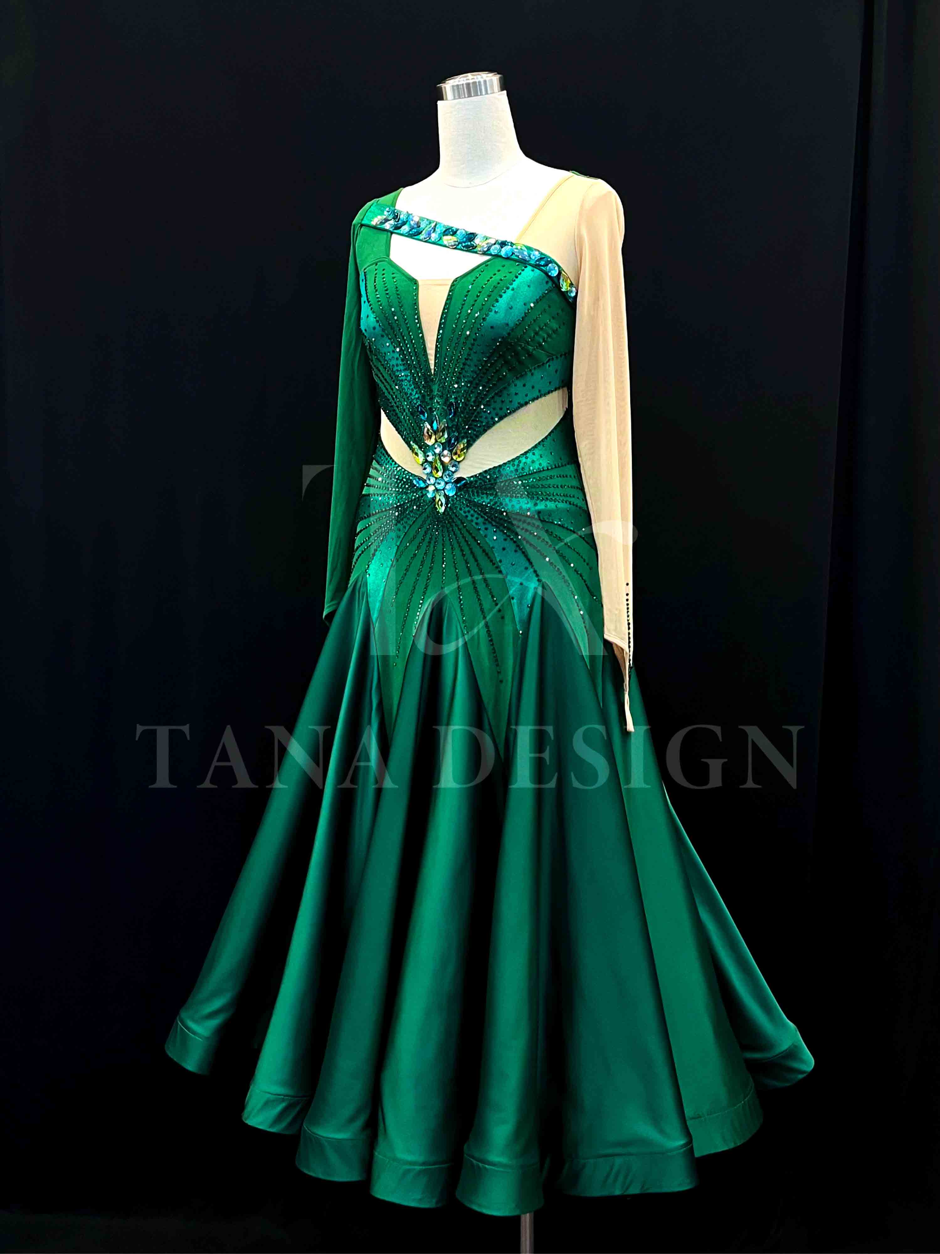 Women Competion Ballroom Latin Dance Dress - Smooth, Salsa, Rumba, Swing - TANA Lycra, Mesh, Satin, Close Back Dancewear Custom-Women-Competion-Ballroom-Latin-Dance-Dress-Smooth-Salsa-Rumba-Swing-TANA-Lycra-Mesh-Satin-Close-Back-Dancewear