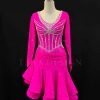 Custom-Women-Competion-Latin-Ballroom-Dance-Dress-Smooth-Salsa-Rumba-Swing-Pink-Lycra-Close-back