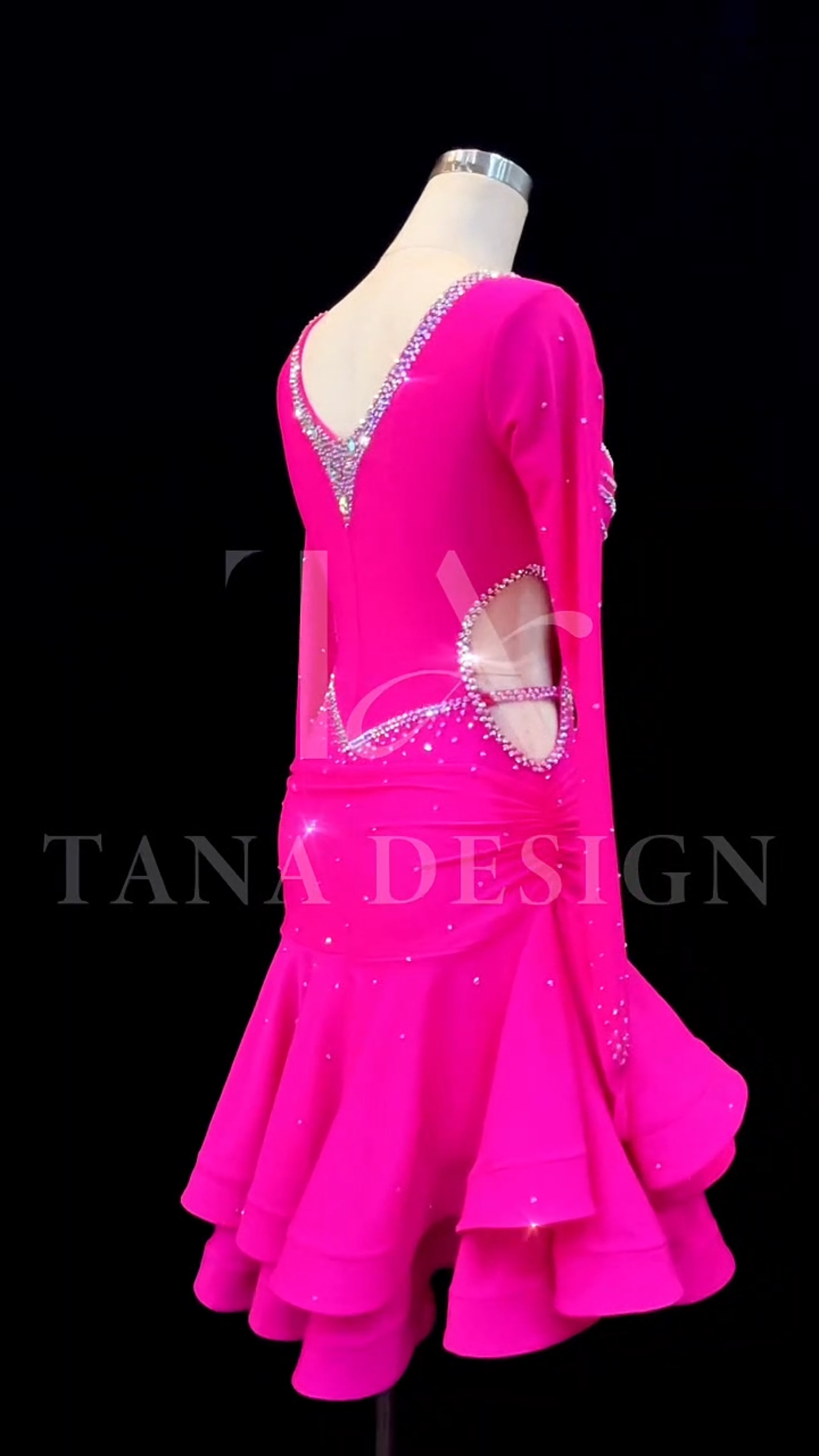 Women Competion Latin Ballroom Dance Dress - Smooth, Salsa, Rumba, Swing - Lycra, Close back (7) Custom-Women-Competion-Latin-Ballroom-Dance-Dress-Smooth-Salsa-Rumba-Swing-Pink-Lycra-Close-back