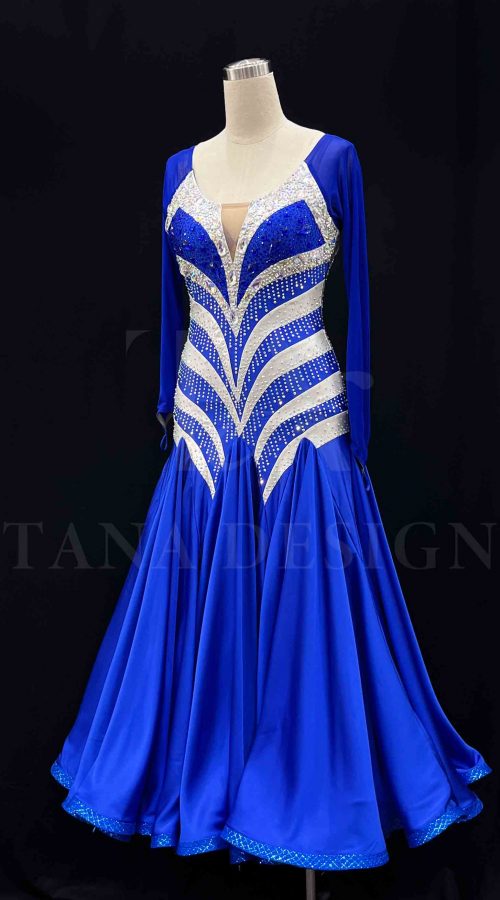 Custom-Women-Competion-Latin-Ballroom-Dance-Dress-Smooth-Salsa-Rumba-Swing-TANA-Lycra-Holographic-Satin-Mesh-Close-Back-Dancewear-Blue
