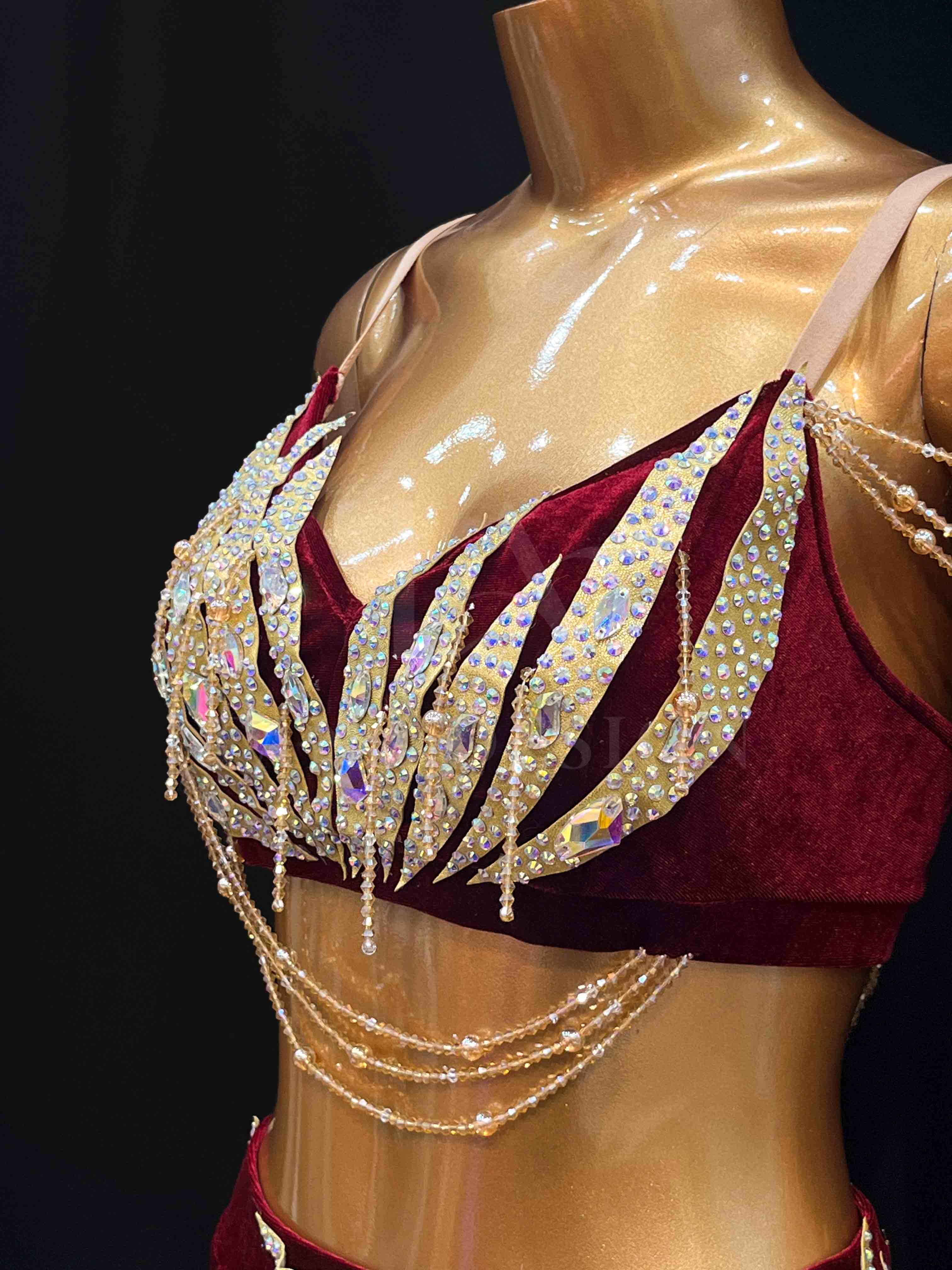 Women Competion Latin Ballroom Dance Dress - Smooth, Salsa, Rumba, Swing - TANA Velvet, Open Back, Beaded Fringe Dancewear (3) Custom-Women-Competion-Latin-Ballroom-Dance-Dress-Smooth-Salsa-Rumba-Swing-TANA-Velvet-Open-Back-Beaded-Fringe-Dancewear-