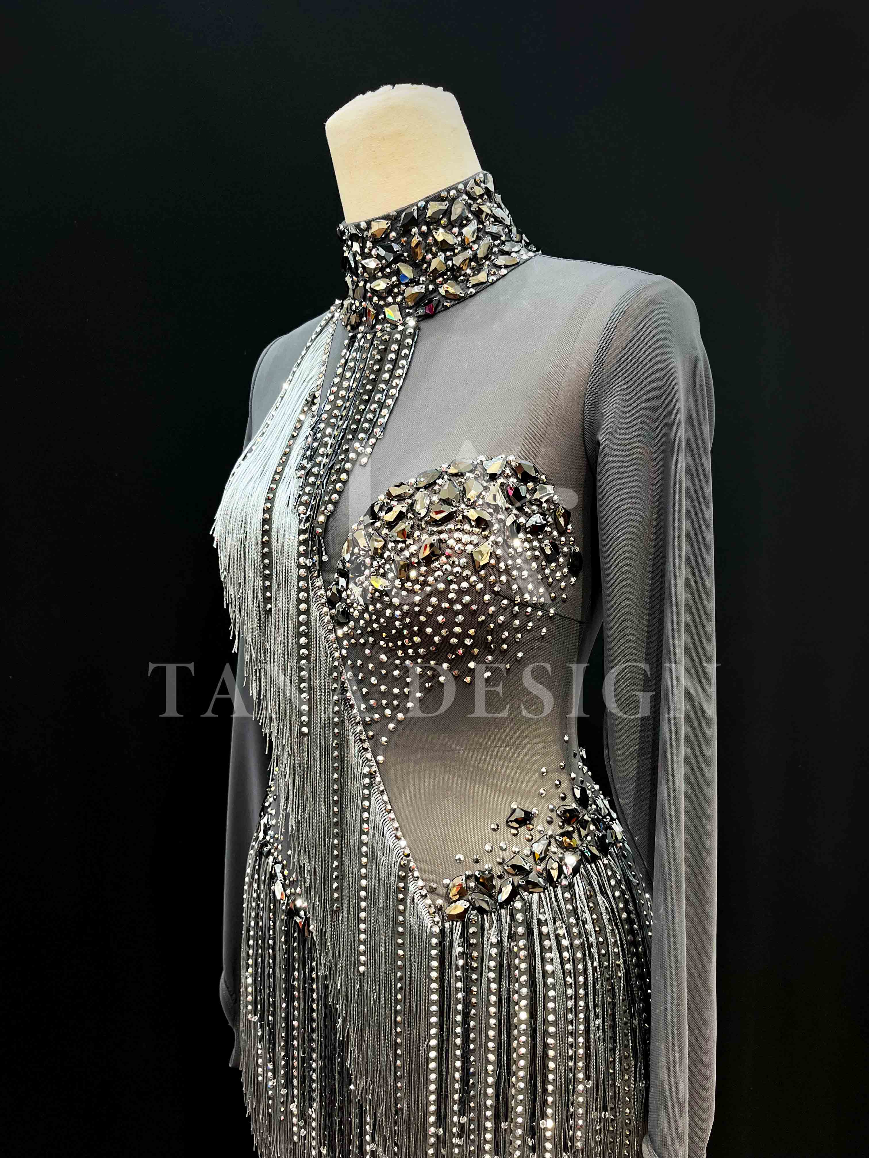 Women Competion Latin Ballroom Dance Dress Smooth Salsa Rumba Swing TANA dancewear lycra mesh cover back beaded fring, rhinestones fringe (1) Women Competion Latin Ballroom Dance Dress Smooth Salsa Rumba Swing TANA dancewear lycra mesh cover back beaded fring rhinestones fringe (3)